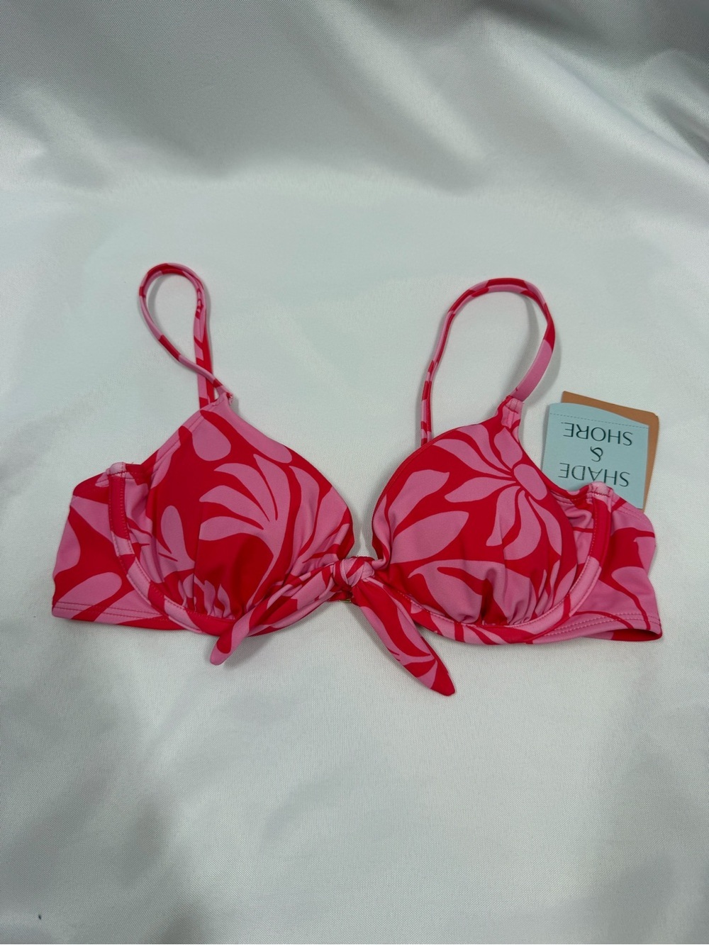 NWT Shade & Shore | Floral Underwire Padded Swim Top Pink Red Women's Size 36B